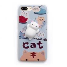 Луксозен силиконов калъф / гръб / TPU 4D Squishy за Apple iPhone 7 / iPhone 8 - син / Cat