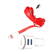 Оригинален USB кабел LDNIO C29 Car Charger 12V / 2 USB порта и Micro USB кабел 3.4A за Samsung , LG , HTC , Sony, Nokia, Huawei , ZTE, BlackBerry и др. - бял / червен