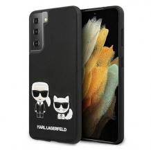 Оригинален кожен гръб Karl Lagerfeld за Samsung Galaxy S21 - черен