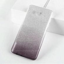 Силиконов калъф / гръб / TPU за Samsung Galaxy J5 J500 - преливащ / черно и сребристо / брокат