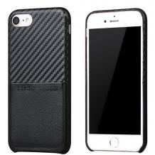 Оригинален гръб X-level Card Case за Apple iPhone 6 / iPhone 6S - черен / кожа и карбон