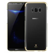 Оригинален твърд гръб Baseus Glitter Case за Samsung Galaxy S8 G950 - прозрачен / златист кант