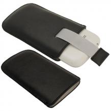 Кожен калъф с издърпване за Samsung I8190 Galaxy S3 mini / S III mini - черен