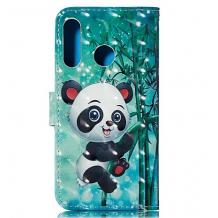 Кожен калъф Flip тефтер Flexi със стойка за Huawei Nova 5T / Honor 20 - зелен / Bamboo Panda