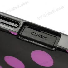 Силиконов калъф / гръб / TPU за Sony Xperia S Lt26i - черен с лилави точки