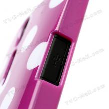 Силиконов калъф / гръб / TPU за Sony Xperia S Lt26i - лилав с бели точки
