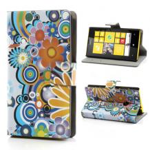 Кожен калъф Flip тефтер със стойка за Nokia Lumia 520 / Nokia Lumia 525 - Colorful Pattern / цветен