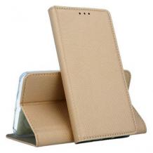 Кожен калъф Magnet Case със стойка за Samsung Galaxy S21 Ultra – златист