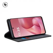 Луксозен кожен калъф Flip тефтер със стойка OPEN за Samsung Galaxy S22 5G - тъмно зелен
