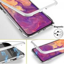 Магнитен калъф Bumper Case 360° FULL със стъклен протектор за Apple iPhone X / iPhone XS - бял