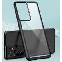Луксозен силиконов калъф / гръб Armor Series за Samsung Galaxy S21 Plus - матиран / прозрачен с черен кант