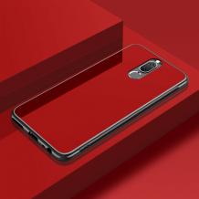 Луксозен стъклен твърд гръб за Huawei Mate 10 Lite - червен