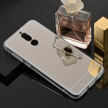 Луксозен силиконов калъф / гръб / TPU за Huawei Mate 10 Lite / Honor 9i - сребрист / огледален