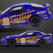 Метална кола с отварящи се врати, капаци, светлини и звуци Mazda RX7 1:24