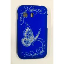 Заден предпазен капак за Samsung Galaxy Y S5360 - син с пеперуда