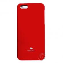 Луксозен силиконов гръб / калъф / TPU Mercury за Apple iPhone 4 / iPhone 4S - JELLY CASE Goospery / червен с брокат