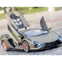 Метална кола с отварящи се врати капаци светлини и звуци Lamborghini Sian 1:24