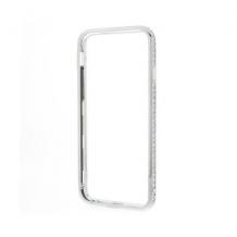Луксозен бъмпер / Bumper SHONGO за Apple iPhone 6 Plus 5.5" - сребрист с камъни