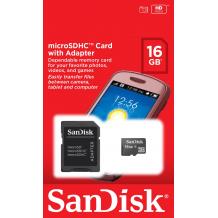 Карта памет Micro SDHC Card SanDisk 16GB + Micro SD Adapter