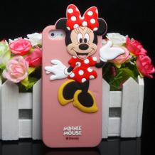 Силиконов калъф / гръб / ТПУ 3D за Apple iPhone 5 / 5S - Minnie Mouse / Мини Маус / розов