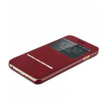 Луксозен кожен калъф Flip тефтер S-View Baseus Terse Leather Case със стойка за Apple iPhone 6 4.7" - червен