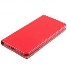 Кожен калъф Magnet Case със стойка за HTC One A9S - червен