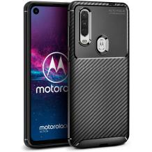 Луксозен силиконов калъф / гръб / TPU Auto Focus за Motorola One Action - черен / Carbon