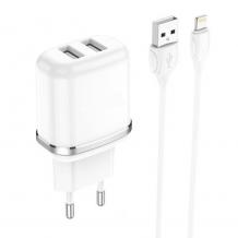 Зарядно устройство комплект BLUE Power BLBA25A 220V с 2 USB изхода 2.4A с кабел 1м Lightning