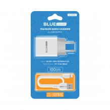 Зарядно устройство BLUE Power L65EU 220V с 2 USB изхода 2.4A с кабел 1м Micro USB