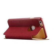 Луксозен кожен калъф Flip тефтер S-View Baseus Terse Leather Case със стойка за Apple iPhone 6 4.7" - червен