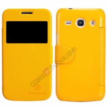 Луксозен кожен калъф Flip тефтер S-View Nillkin за Samsung Galaxy Core Plus G3500 - жълт