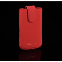 Кожен калъф с издърпване за Samsung Galaxy Ace S5830 - червен