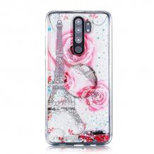 Луксозен силиконов калъф / гръб / RUBY TPU с Popsocket за Xiaomi Redmi Note 8 Pro - бял / Tour Eiffel and Roses