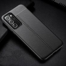 Луксозен силиконов калъф / гръб / TPU за Samsung Galaxy Note 20 - черен / имитиращ кожа