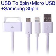 USB кабел за зареждане 3 в 1 за Apple iPhone 4 / 4S , Apple iPhone 5 / 5S / 5C / iPhone 6 / Apple iPad 2 / iPad 4 , Apple iPad Air , Apple iPad Mini , Samsung Galaxy Tab , HTC , LG , Sony , Blackberry