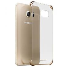 Оригинален твърд гръб Clear Cover EF-QG928C за Samsung Galaxy S6 Edge+ G928 / S6 Edge Plus - прозрачен със златист кант
