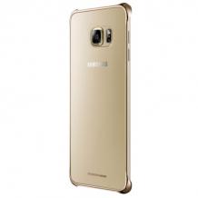 Оригинален твърд гръб Clear Cover EF-QG928C за Samsung Galaxy S6 Edge+ G928 / S6 Edge Plus - прозрачен със златист кант