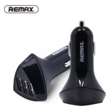 Универсално зарядно устройство за кола 12V REMAX RCC304 с 3 USB порта 5V / 4.2A за Samsung, Xiaomi, Lenovo, Apple, LG, HTC, Sony, Nokia, Huawei, ZTE, BlackBerry и др. - черно