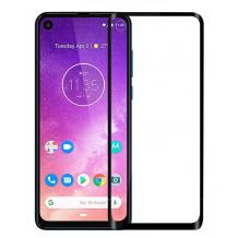 3D full cover Tempered glass Full Glue screen protector Motorola One Vision / Извит стъклен скрийн протектор с лепило от вътрешната страна за Motorola One Vision - черен