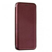 Луксозен кожен калъф Flip тефтер със стойка OPEN за Samsung Galaxy A12 - Бордо