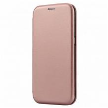 Луксозен кожен калъф Flip тефтер със стойка OPEN за Samsung Galaxy S21 Ultra - Rose Gold