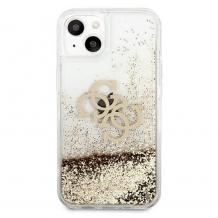 Оригинален гръб 3D Guess Glitter Case за Apple iPhone 13 6.1'' - прозрачен / златист брокат