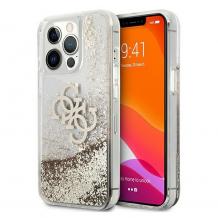 Оригинален гръб 3D Guess Glitter Case за Apple iPhone 13 Pro 6.1'' - прозрачен / златист брокат