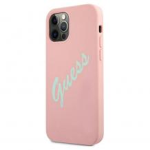 Оригинален кейс Guess Silicone Vintage за Apple iPhone 12 /12 Pro 6.1'' - Guess / розов