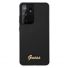 Оригинален силиконов гръб Guess Vintage за Samsung Galaxy S21 Ultra - черен кейс