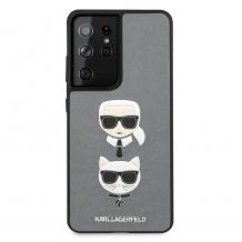 Оригинален гръб Karl Lagerfeld за Samsung Galaxy S21 Ultra - K&C Heads / сив