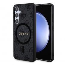Оригинален калъф / кейс / Guess 4G Collection Leather Metal Logo MagSafe за Samsung Galaxy S24 - черен гръб