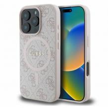 Оригинален кейс Guess HC MagSafe PU 4G Ring Classic Logo case за iPhone 16 Pro Max (6.9) - светлорозов гръб