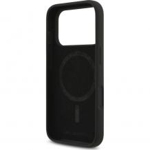 Оригинален калъф / гръб / Karl Lagerfeld Silicone Double Heads And Circle с безжично зареждане MagSafe кейс за Apple iPhone 17 Pro (6.3) - черен