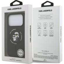 Оригинален калъф / гръб / Karl Lagerfeld Silicone Double Heads And Circle с безжично зареждане MagSafe кейс за Apple iPhone 17 Pro (6.3) - черен